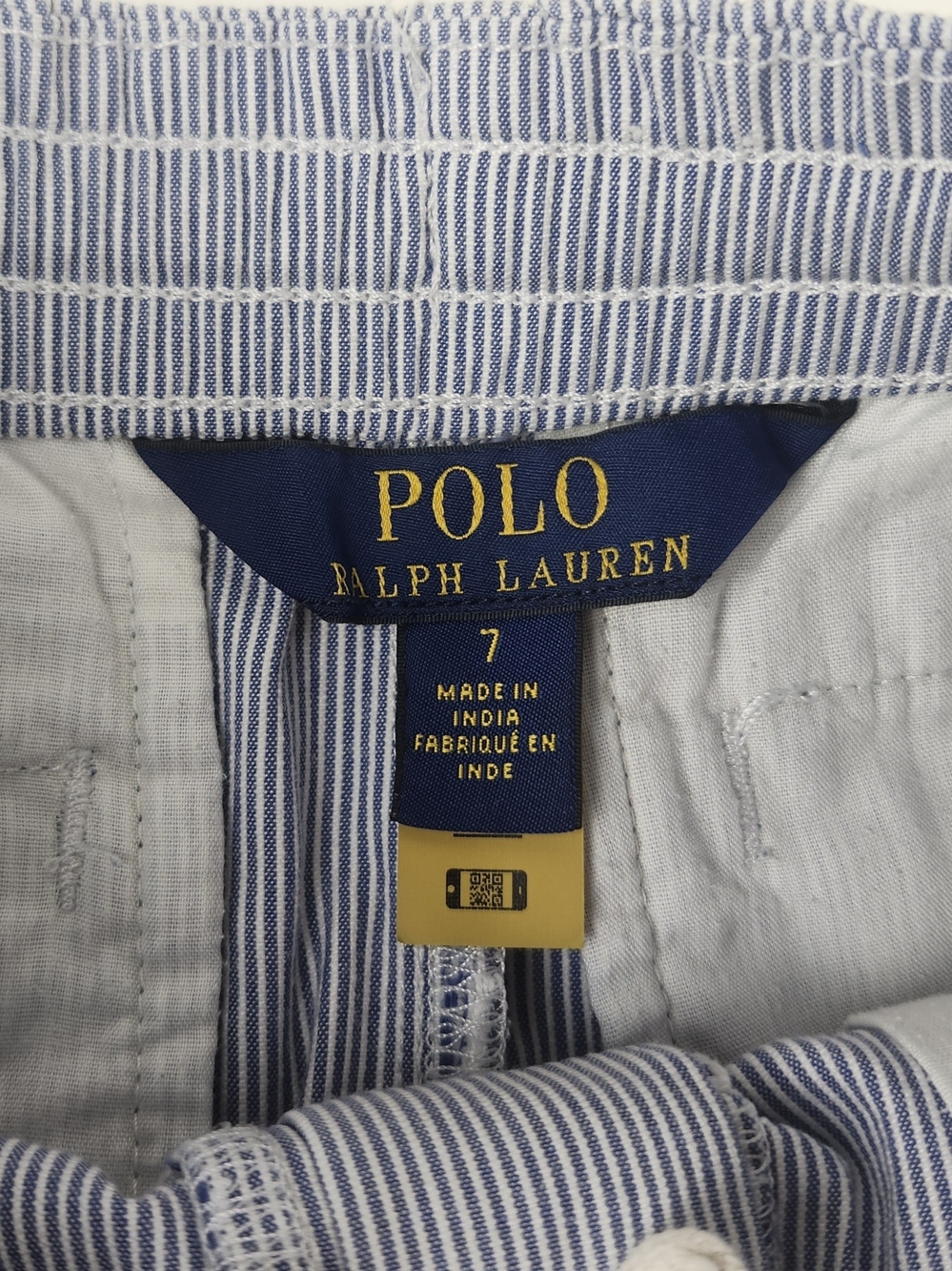 Polo by Ralph Lauren Blue Embroidered Seersucker Boy's Shorts - Picture 3 of 7